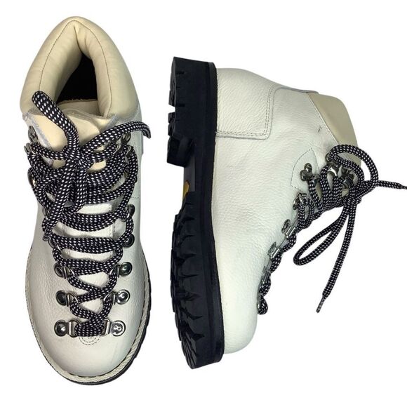 PROENZA SCHOULER White Leather Lug Sole Cord Ankle Combat Hiking Boot 37/US 6.5 - Picture 15 of 15